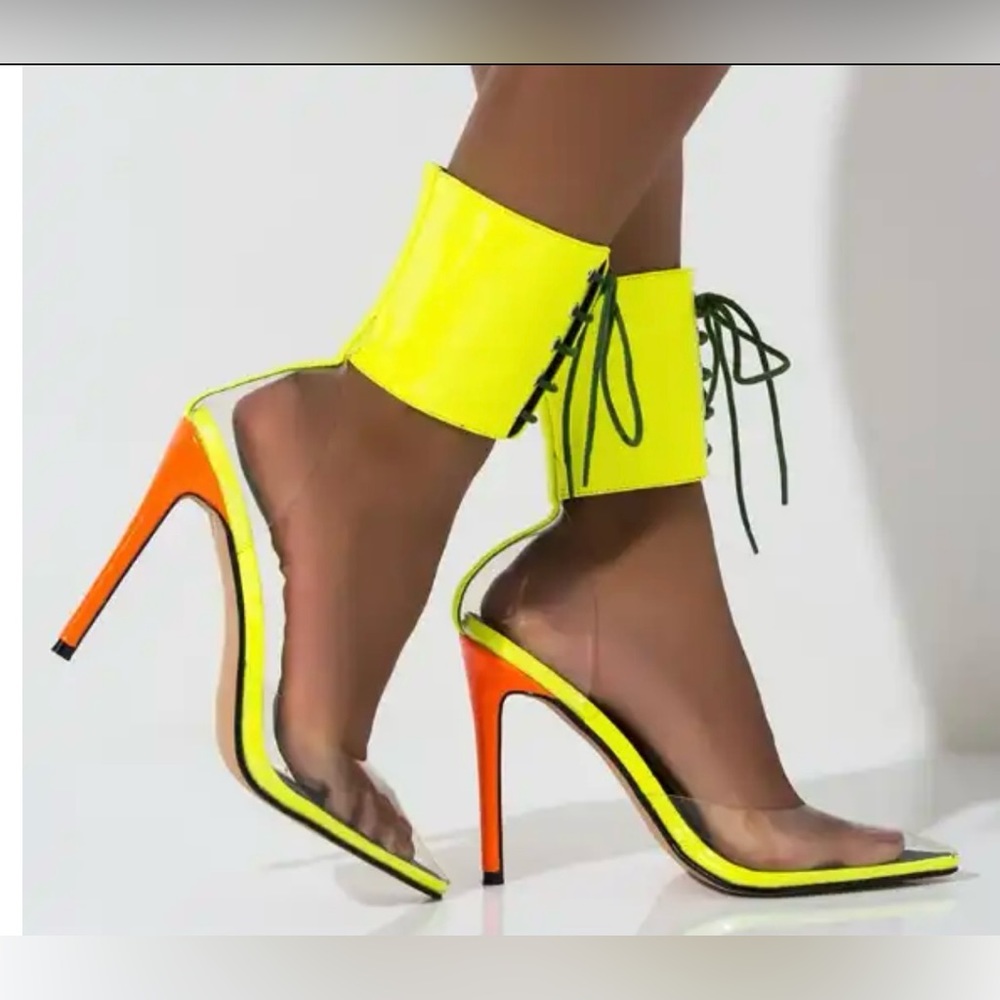 Brand New Lace Up Ankle Perspex Heel